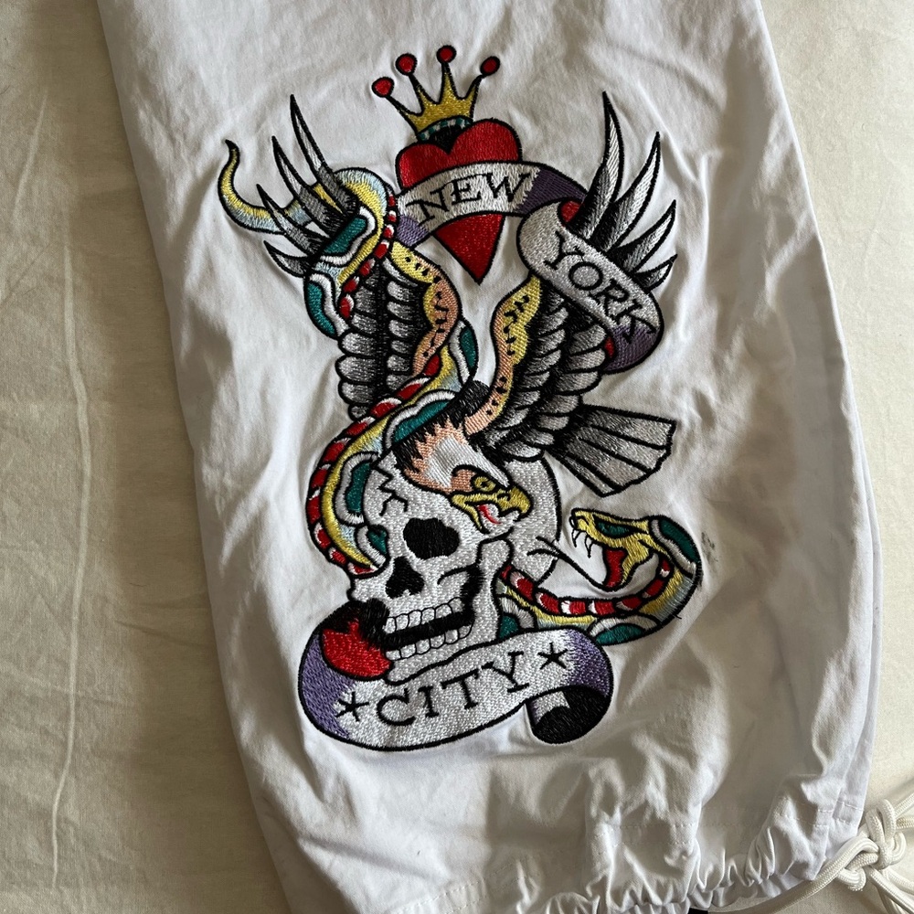 Ed Hardy White Elastic Waistband Pants